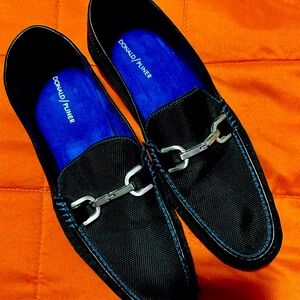 Donald J. Pliner Black Slip-On Loafers with Horsebit Detail